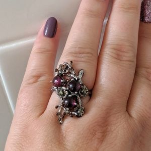 SOLD Rhodolite garnet flower branch ring